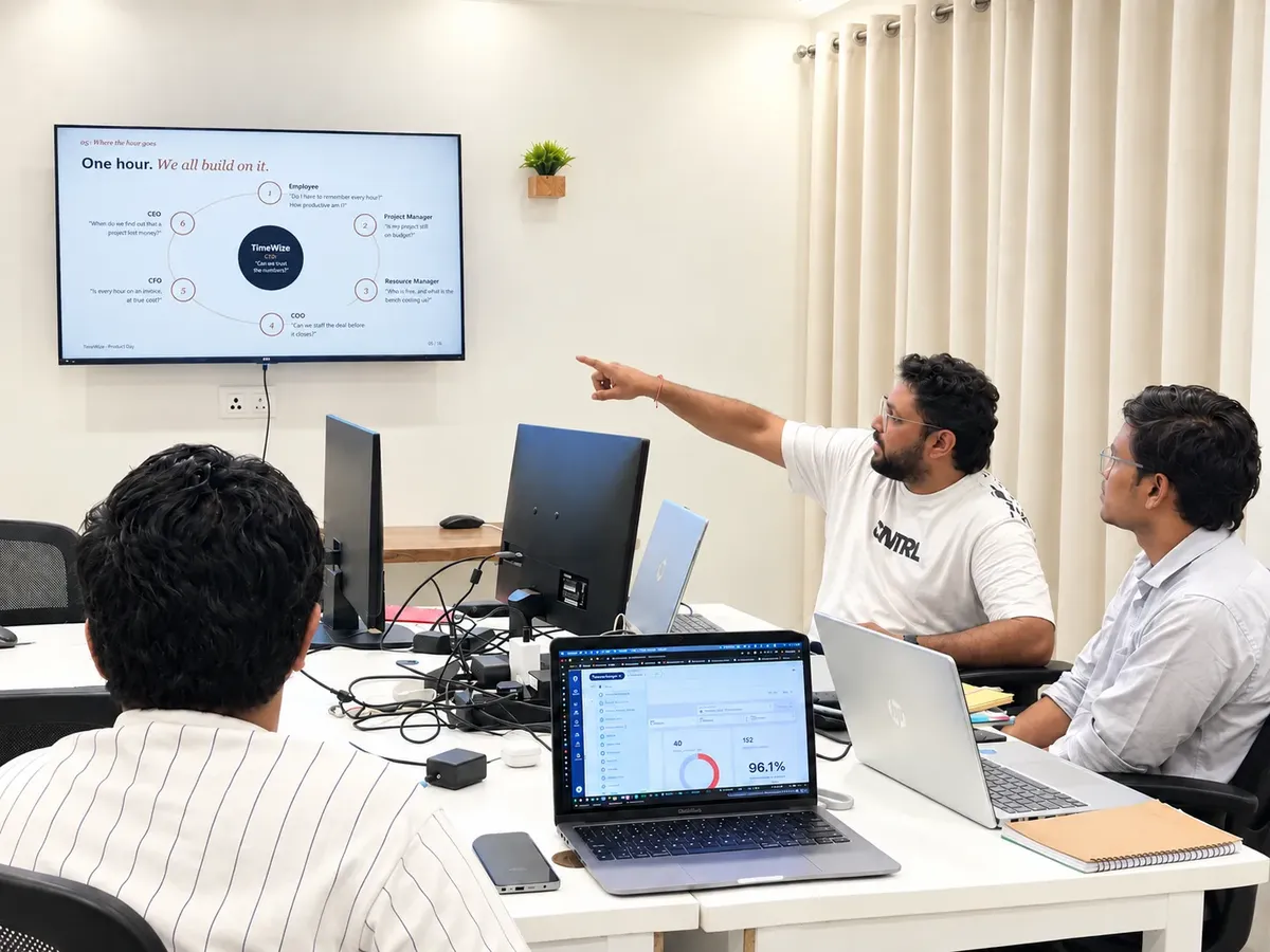 Team presenting TimeWize at Product Day
